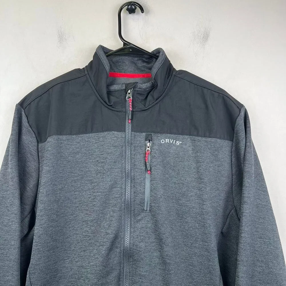 Orvis Full Zip Jacket  Gray Zippered Pockets Outdoor Size L